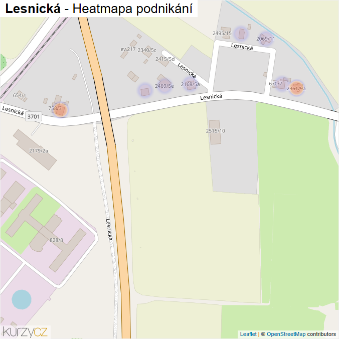Mapa Lesnická - Firmy v ulici.