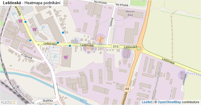 Leštinská - mapa podnikání