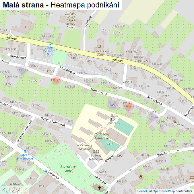 Mapa Malá strana - Firmy v ulici.