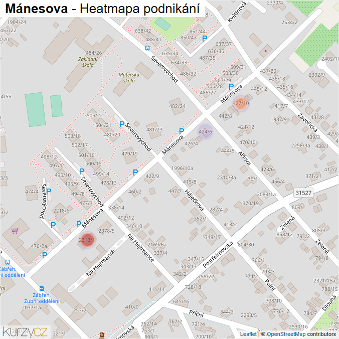 Mapa Mánesova - Firmy v ulici.