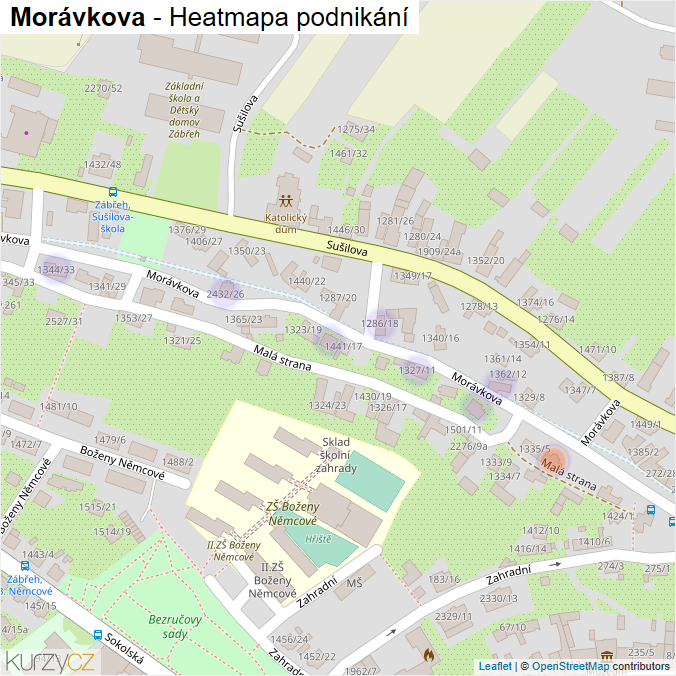 Mapa Morávkova - Firmy v ulici.