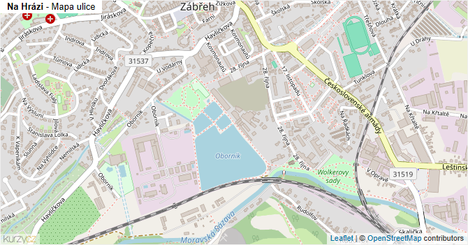 Na Hrázi - mapa ulice