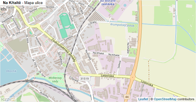 Na Křtaltě - mapa ulice