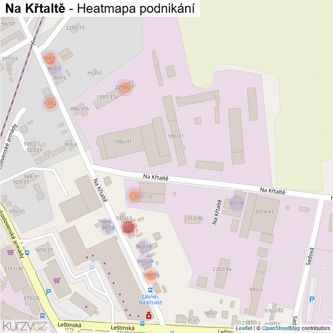 Mapa Na Křtaltě - Firmy v ulici.