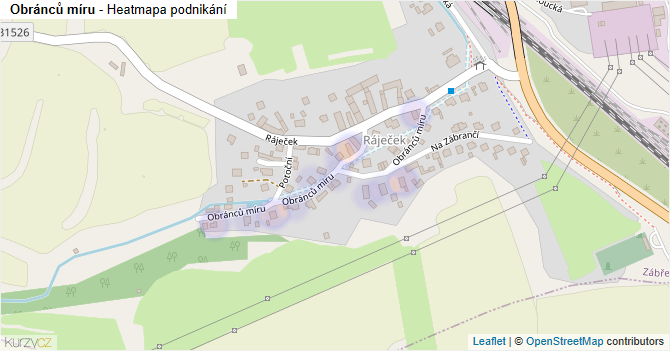 Obránců míru - mapa podnikání