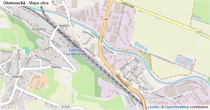 Olomoucká - mapa ulice