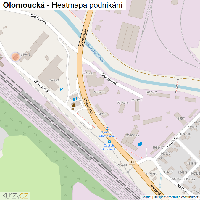 Mapa Olomoucká - Firmy v ulici.