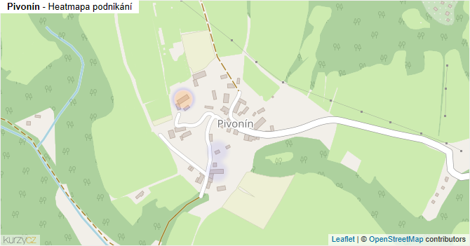 Pivonín - mapa podnikání