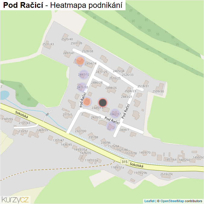 Mapa Pod Račicí - Firmy v ulici.