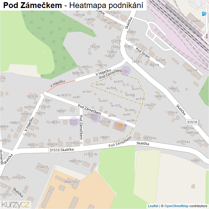 Mapa Pod Zámečkem - Firmy v ulici.