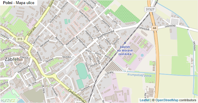 Polní - mapa ulice