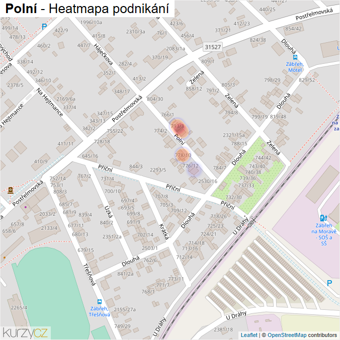 Mapa Polní - Firmy v ulici.