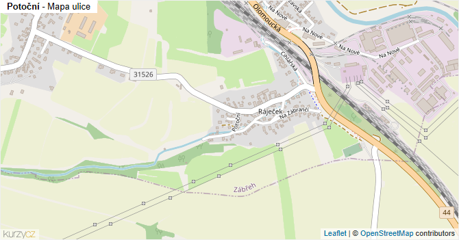 Potoční - mapa ulice