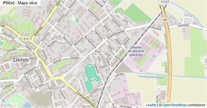 Příční - mapa ulice