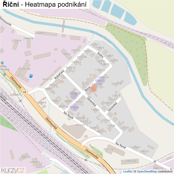 Mapa Říční - Firmy v ulici.