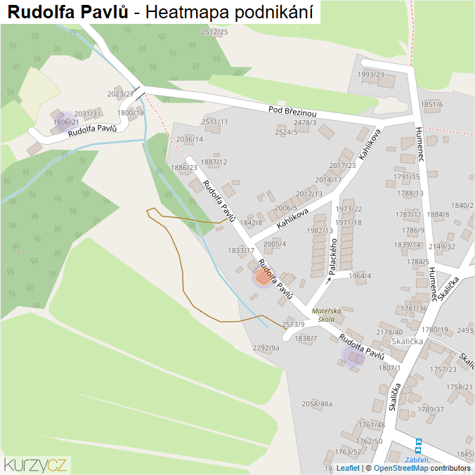 Mapa Rudolfa Pavlů - Firmy v ulici.