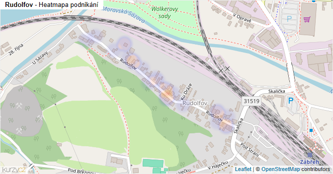 Rudolfov - mapa podnikání