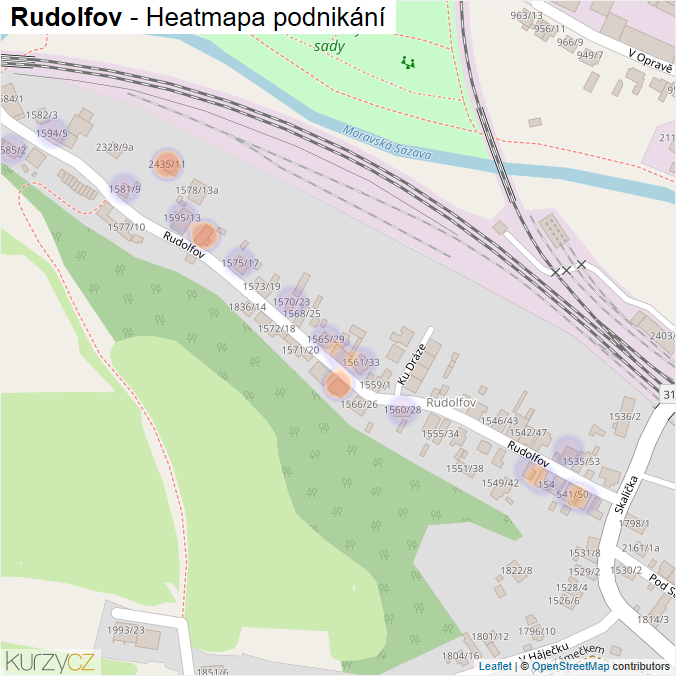 Mapa Rudolfov - Firmy v ulici.
