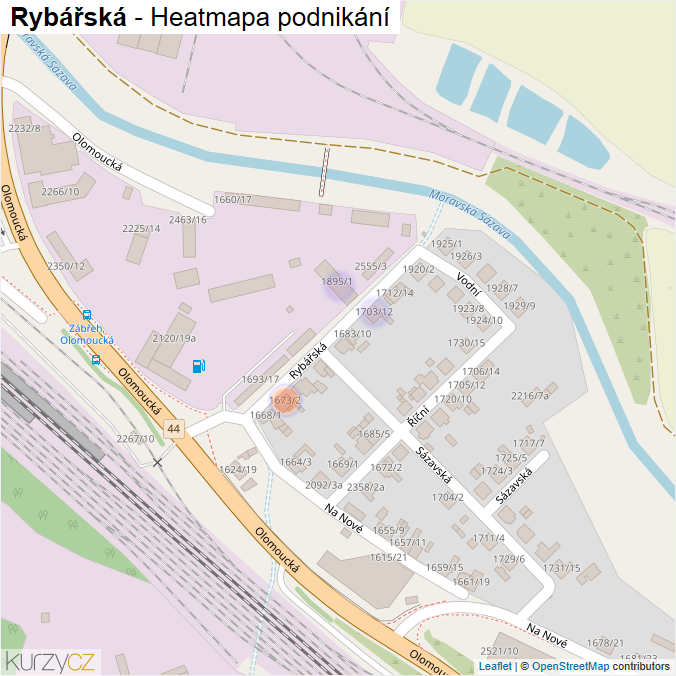 Mapa Rybářská - Firmy v ulici.