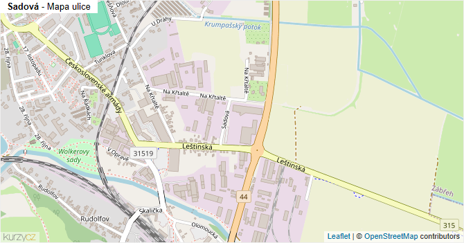 Sadová - mapa ulice