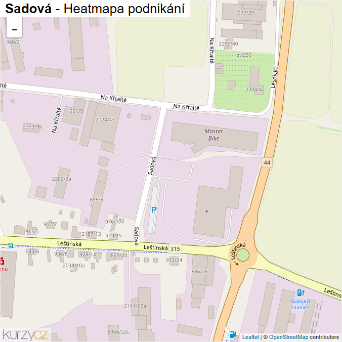Mapa Sadová - Firmy v ulici.