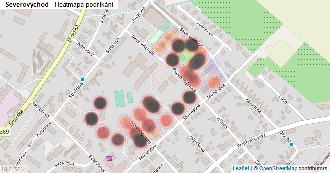 Severovýchod - mapa podnikání