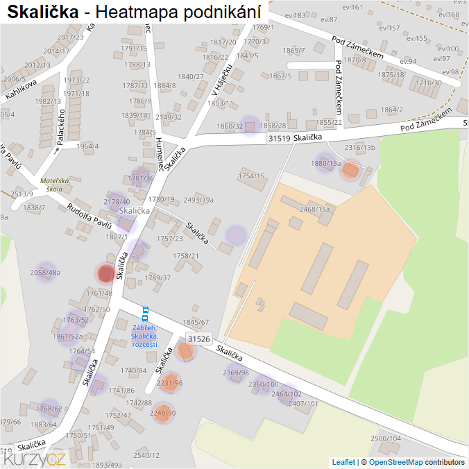 Mapa Skalička - Firmy v ulici.