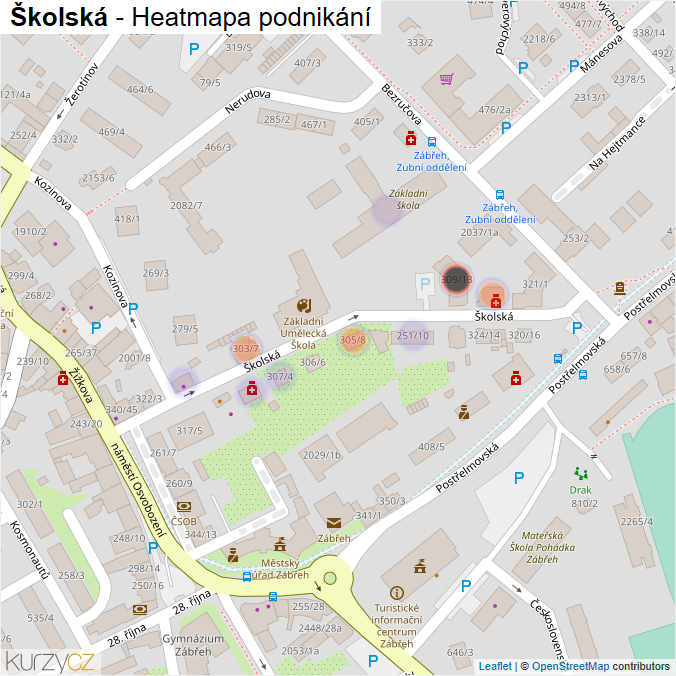 Mapa Školská - Firmy v ulici.
