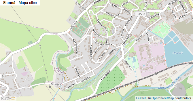Slunná - mapa ulice