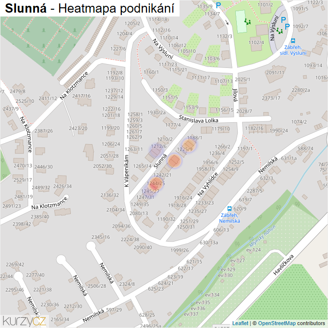 Mapa Slunná - Firmy v ulici.