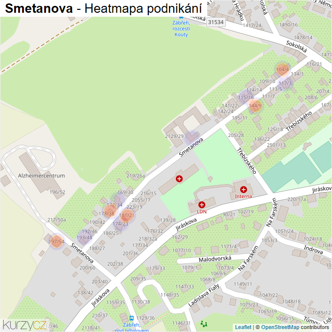 Mapa Smetanova - Firmy v ulici.