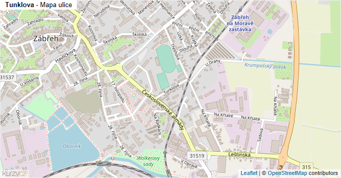 Tunklova - mapa ulice