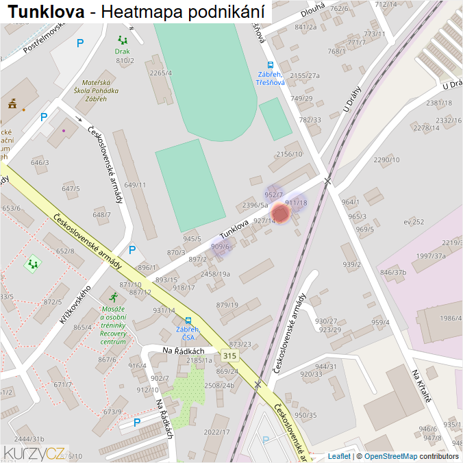 Mapa Tunklova - Firmy v ulici.