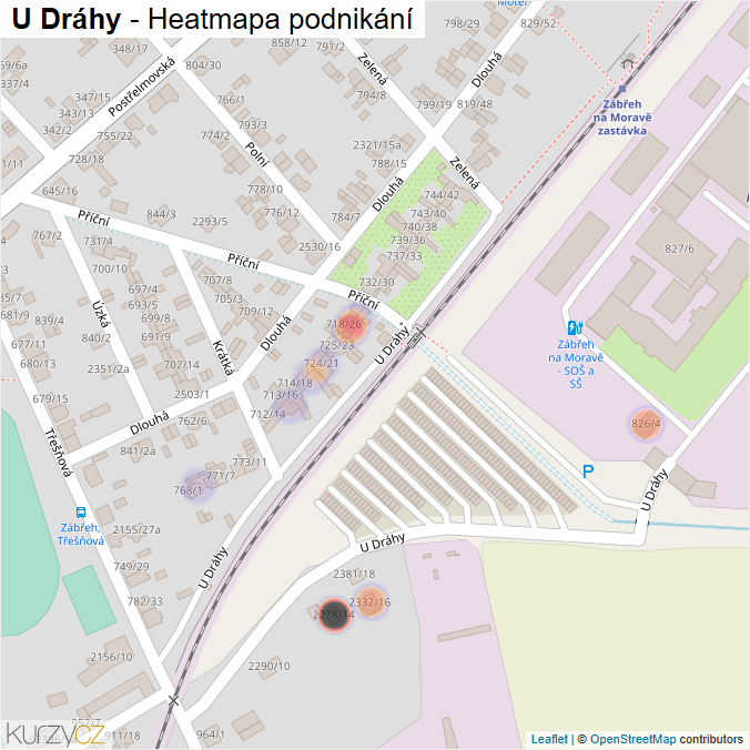 Mapa U Dráhy - Firmy v ulici.