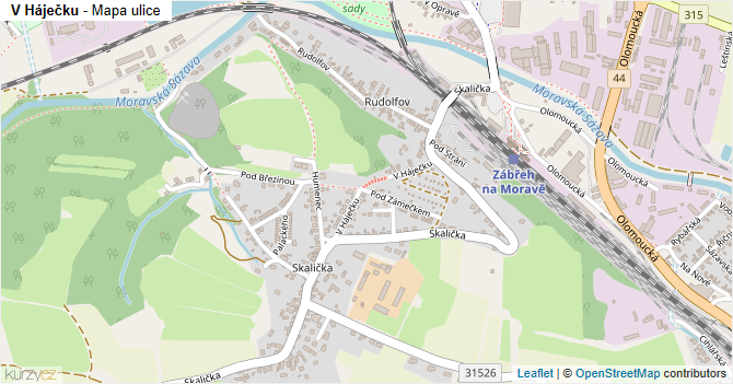 V Háječku - mapa ulice