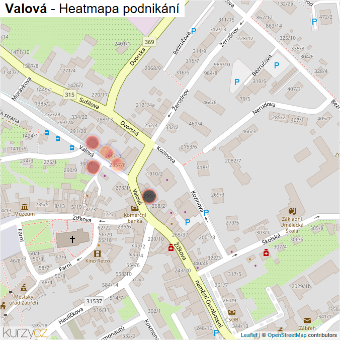 Mapa Valová - Firmy v ulici.