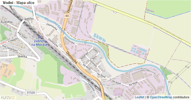 Vodní - mapa ulice