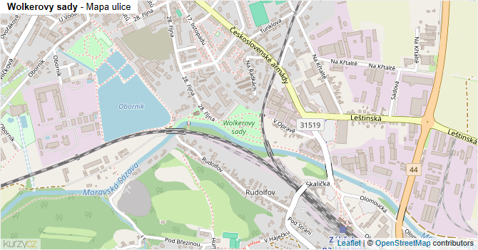 Wolkerovy sady - mapa ulice