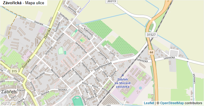 Závořická - mapa ulice