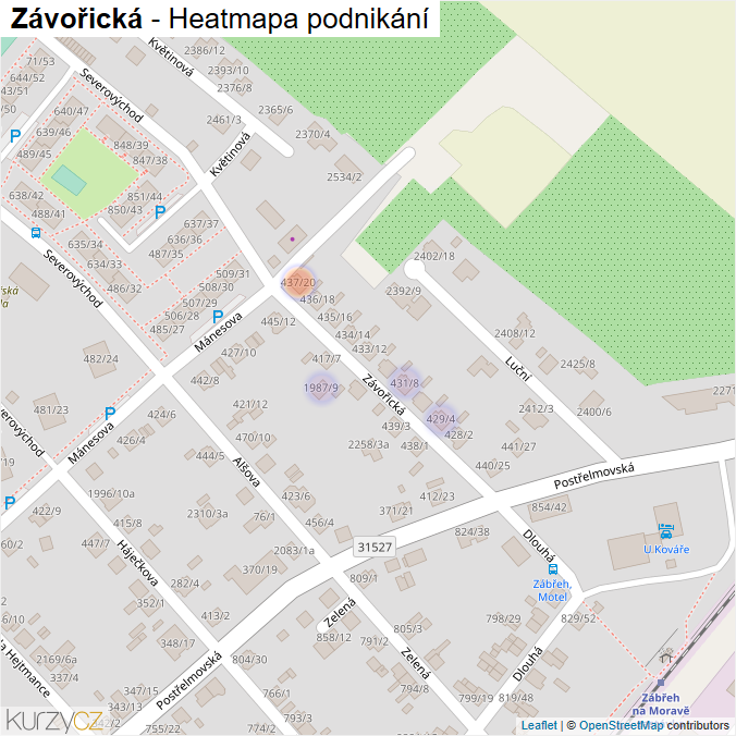 Mapa Závořická - Firmy v ulici.