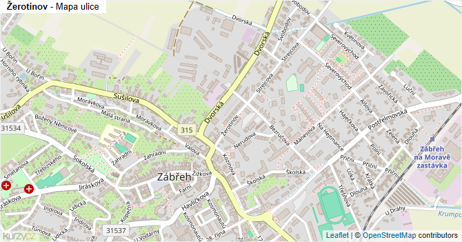 Žerotínov - mapa ulice