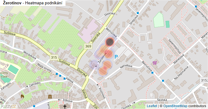 Žerotínov - mapa podnikání