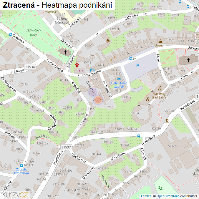 Mapa Ztracená - Firmy v ulici.