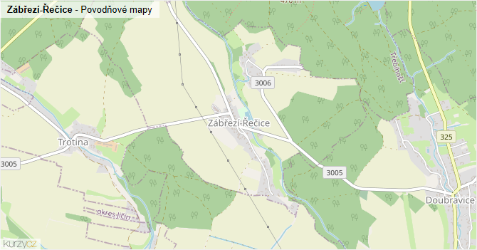 Zábřezí-Řečice - záplavové mapy stoleté vody