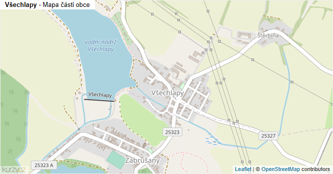 Všechlapy - mapa části obce