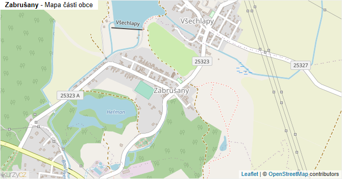 Zabrušany - mapa části obce