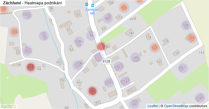 Záchlumí - mapa podnikání