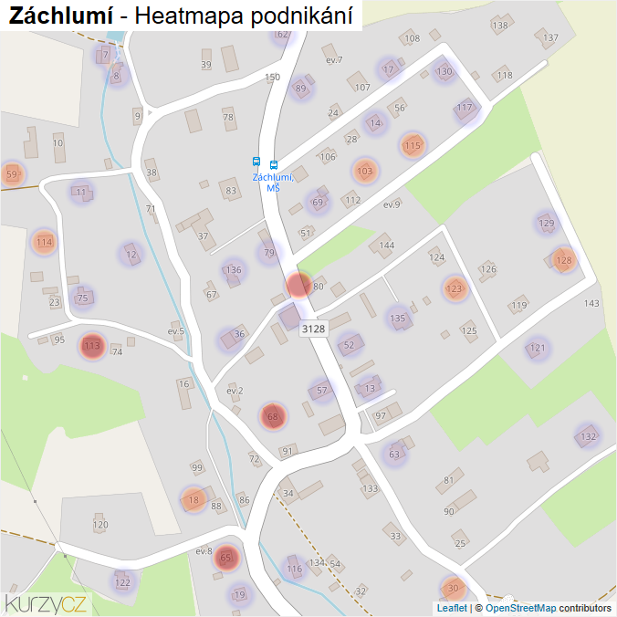 Mapa Záchlumí - Firmy v části obce.