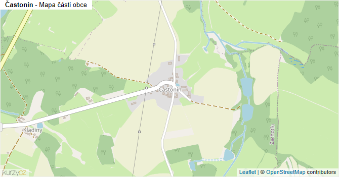 Častonín - mapa části obce