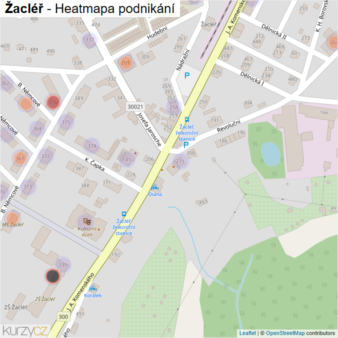 Mapa Žacléř - Firmy v obci.
